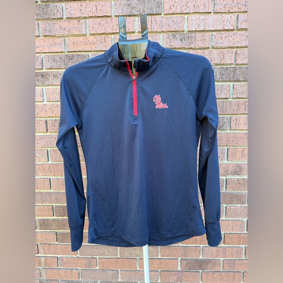Stadium Athletics Tops - Stadium Athletics Ole Miss Rebels Womens Size Medium 1/4 Zip Navy L/S Shirt Top